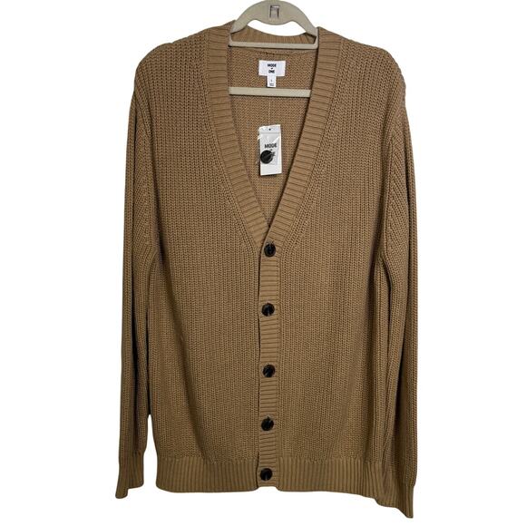 Mode of One Other - Mode of One Men's Long-Sleeve Relaxed Cardigan Sweater, Tannin Large $70